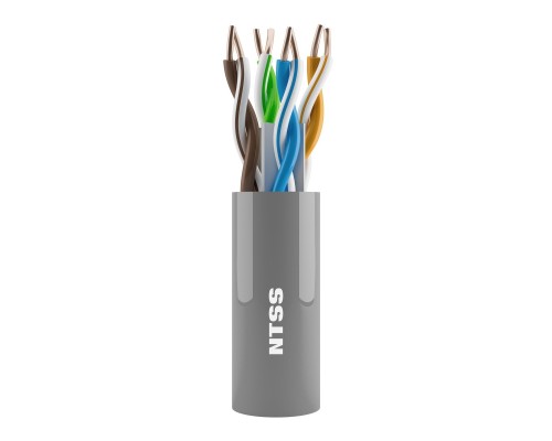 [Витая Пара] NTSS Кабель витая пара NTSS U/UTP 6 кат. 4 пары одножильный 23AWG медь 305м внутренний нг(А)-HF (LSZH) серый NTSS-IN-UUTP4-6-LSZH-GY