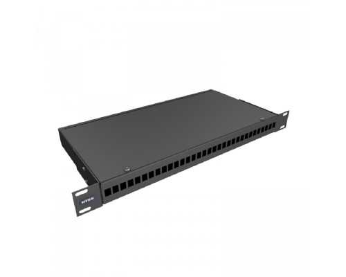 [Кросс, патч панель, адаптер] NTSS Кросс NTSS оптический 19' укомплектованный 1U, 32 порта SC/APC, 9/125 мкм (сплошная панель, сплайс-кассета, пигтейлы, КДЗС, адаптеры) черный RAL 9005 NTSS-RFOB-1U-32-SC/A-9-SP1.5G0AY-BL