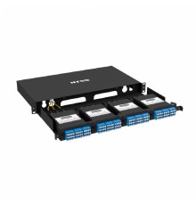 NTSS Кросс распределительный стоечный выдвижной 19” NTSS 1U, 4 кассеты MPO, черный NTSS-RsFOB-ST-1U-C04-MPO-BL