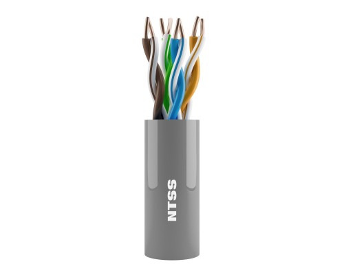 [Витая Пара] NTSS Кабель витая пара NTSS PREMIUM внутренний одножильный U/UTP 4PR 24AWG CAT5e LSZH нг(A)-HF 305м серый, системная гарантия 25 лет NTSS-IN-PM-UUTP4-5e-LSZH-GY