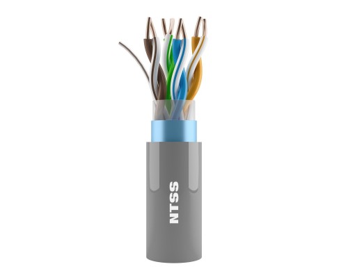[Витая Пара] NTSS Кабель витая пара NTSS PREMIUM внутренний одножильный F/UTP 4PR 24AWG CAT5e LSZH нг(A)-HF 305м серый, системная гарантия 25 лет NTSS-IN-PM-FUTP4-5e-LSZH-GY