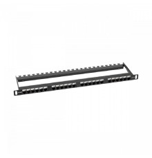 NTSS Патч-панель NTSS PREMIUM 0.5U 24 порта RJ45 UTP cat.5е, Dual IDC с задним кабельным органайзером NTSS-PP2-PM-0.5U-24-UTP-RJ45-5e-D