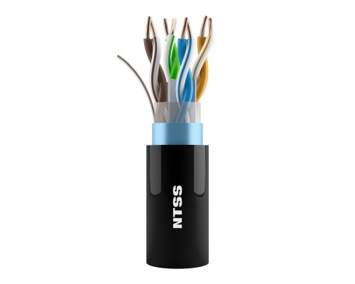 [Витая Пара] NTSS Кабель витая пара NTSS PREMIUM внешний одножильный F/UTP 4PR 23AWG CAT6 PE 305м черный, системная гарантия 25 лет NTSS-OUT-PM-FUTP4-6-PE-BL
