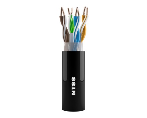 [Витая Пара] NTSS Кабель витая пара NTSS PREMIUM внешний одножильный U/UTP 4PR 23AWG CAT6 PE 305м черный, системная гарантия 25 лет NTSS-OUT-PM-UUTP4-6-PE-BL