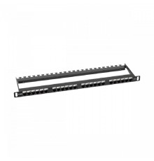 NTSS Патч-панель NTSS PREMIUM 0.5U 24 порта RJ45 UTP cat.6, Dual IDC с задним кабельным органайзером NTSS-PP2-PM-0.5U-24-UTP-RJ45-6-D