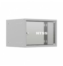 NTSS Шкаф настенный телекоммуникационный NTSS LIME 6U 550х350х370мм, 2 профиля 19, дверь стеклянная, боковые стенки несъемные, разобранный, серый RAL 7035 NTSS-WL6U5535GS