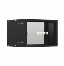 NTSS Шкаф настенный телекоммуникационный NTSS LIME 6U 550х350х370мм, 2 профиля 19, дверь стеклянная, боковые стенки несъемные, разобранный, черный RAL 9005 NTSS-WL6U5535GS-BL
