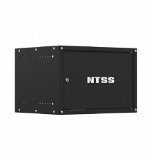 NTSS Шкаф настенный телекоммуникационный NTSS LIME 6U 550х450х370мм, 2 профиля 19, дверь сплошная металл, боковые стенки несъемные, разобранный, черный RAL 9005 NTSS-WL6U5545FD-BL
