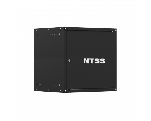 [Шкаф телекоммуникационный, стойка] NTSS Шкаф настенный телекоммуникационный NTSS LIME 9U 550х600х500мм, 2 профиля 19, дверь сплошная металл, боковые стенки несъемные, разобранный, черный RAL 9005 NTSS-WL9U5560FD-BL