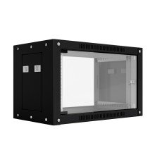 NTSS Шкаф настенный телекоммуникационный NTSS WS 15U 600х600х770мм, 2 профиля 19, дверь стеклянная, боковые стенки съемные, разобранный, черный RAL 9005 NTSS-WSP15U6060GS-BL