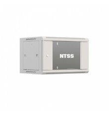 NTSS Шкаф настенный телекоммуникационный NTSS W 6U 600х450х370мм, 2 профиля 19, дверь стеклянная, боковые стенки съемные, задняя стенка, разобранный, серый RAL 7035 NTSS-W6U6045GS