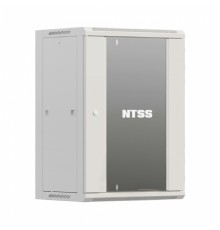 NTSS Шкаф настенный телекоммуникационный NTSS W 15U 600х450х770мм, 2 профиля 19, дверь стеклянная, боковые стенки съемные, задняя стенка, разобранный, серый RAL 7035 NTSS-W15U6045GS