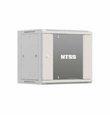 NTSS Шкаф настенный телекоммуникационный NTSS W 12U 600х600х635мм, 2 профиля 19, дверь стеклянная, боковые стенки съемные, задняя стенка, разобранный, серый RAL 7035 NTSS-W12U6060GS