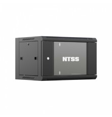 NTSS Шкаф настенный телекоммуникационный NTSS W 9U 600х600х500мм, 2 профиля 19, дверь стеклянная, боковые стенки съемные, задняя стенка, разобранный, черный RAL 9005 NTSS-W9U6060GS-BL