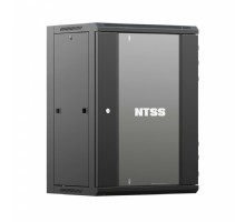 NTSS Шкаф настенный телекоммуникационный NTSS W 18U 600х600х964мм, 2 профиля 19, дверь стеклянная, боковые стенки съемные, задняя стенка, разобранный, черный RAL 9005 NTSS-W18U6060GS-BL