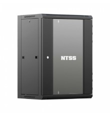 NTSS Шкаф настенный телекоммуникационный NTSS W 18U 600х600х964мм, 2 профиля 19, дверь стеклянная, боковые стенки съемные, задняя стенка, разобранный, черный RAL 9005 NTSS-W18U6060GS-BL