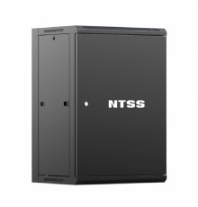 NTSS Шкаф настенный телекоммуникационный NTSS W 18U 600х450х964мм, 2 профиля 19, дверь сплошная металл, боковые стенки съемные, разобранный, черный RAL 9005 NTSS-W18U6045FD-BL