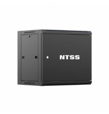 NTSS Шкаф настенный телекоммуникационный NTSS W 12U 600х600х635мм, 2 профиля 19, дверь сплошная металл, боковые стенки съемные, разобранный, черный RAL 9005 NTSS-W12U6060FD-BL