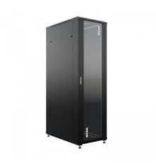 NTSS Шкаф напольный универсальный серверный NTSS R 22U 600х1000мм, 4 профиля 19, двери стекло и сплошная металл, боковые стенки съемные, регулируемые опоры, разобранный, черный RAL 9005 NTSS-R22U60100