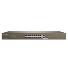 TENDA TEF1218P-16-250W Коммутатор управляемый PoE, 18 портов, 16х100 Мбит/с, 2x1 Гбит/с, SFP 1x1 Гбит/с