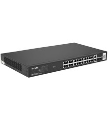 TENDA TEG2228P-24-410W Коммутатор с облачным управлением PoE, 28 портов, 26x1 Гбит/с, PoE 24х30 Вт (до 370Вт), SFP 2x1 Гбит/с, установка в стойку