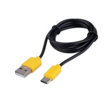 Гарнизон Кабель USB2.0 AM/Type-C, медь, желтые коннекторы, черный кабель, 1м, пакет(GCC-USB2-AMCM-1M-BY)