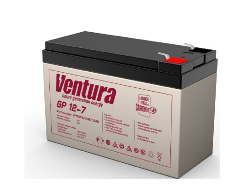 [АКБ Ventura] АКБ Ventura GP 12-7    12V/7Ah {S63 (F2), ДхШхВ 151х65х100мм, 2.04кг, срок службы 6-9 лет}