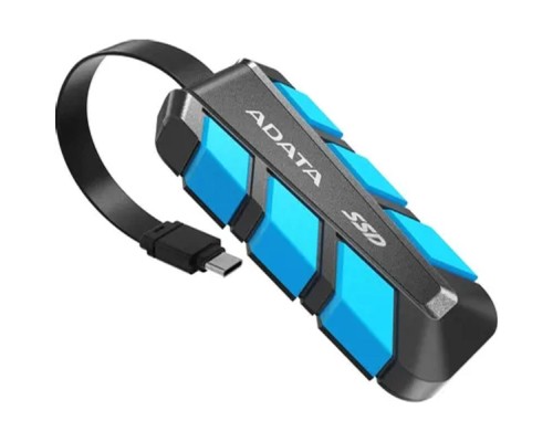 [Носитель информации] Твердотельный накопитель/ ADATA External SSD SC740, 500GB, Type-C, USB 3.2 Gen2, R/W 1050/1000 MB/s, 121.8x40.5x22.3mm, Blue (5 лет)