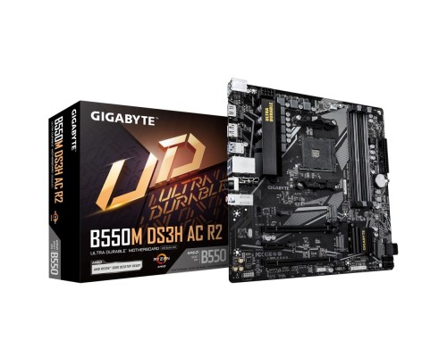[Материнская плата] Материнская плата Gigabyte B550M DS3H AC R2 Soc-AM4 AMD B550 4xDDR4 mATX AC`97 8ch(7.1) GbLAN RAID+HDMI+DP