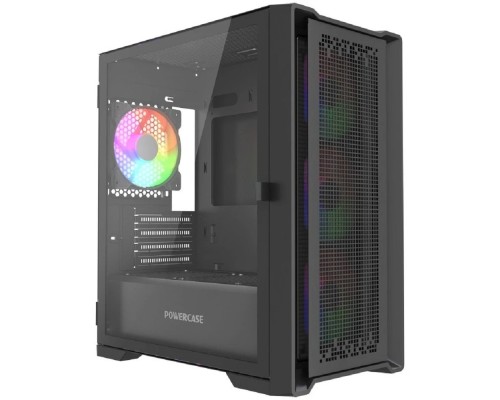 [Корпус] Powercase ByteFlow Micro Black LE, Tempered Glass, 4х 120mm ARGB PWM fans, чёрный, mATX [без встроенного хаба] (CAMBFB-A4-LE)