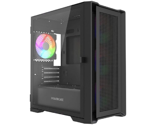 [Корпус] Powercase Alisio Micro X4B V2 LE, Tempered Glass, 4х 120mm ARGB PWM fans, чёрный, mATX [без встроенного хаба] (CAMCXB-A4-LE)