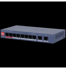 DAHUA DH-CS4010-8ET2GT-110 8-портовый PoE коммутатор управляемый 8 RJ45 10/100Мбит/с (PoE/PoE+/Hi-PoE/IEEE 802.3bt), 2 RJ45 10/100/1000Мбит/с (uplink);  1~2 до 90Вт, 3~8 до 30Вт, суммарно до 110Вт