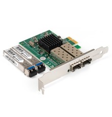 Exegate EX299087RUS Комплект: Сетевой адаптер SFP ExeGate EXE-82576-F2+2x Трансивер Single-Mode до 20км ExeGate EXT-1G-SM1310-LC2-20KM (EX296229RUS: PCI-E x1 v2.0, порты 2x SFP (10/100/1000Mb/s), Gig