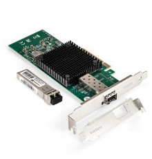 Exegate EX298939RUS Комплект: Сетевой адаптер SFP+ ExeGate EXE-X520-DA1 + Трансивер Multi-Mode до 300м EXT-10G-MM850-LC2-300M (EX296227RUS PCI-E x8 v2.0, порты 1x SFP+ 10Gb/s (10/5/2.5/1Gb/s, 100Mb/s)
