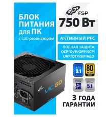 Блок питания FSP VIC-750GD ATX 750W, 80+ GOLD (POA7500101)