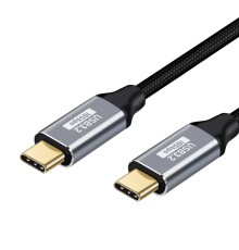 Bion Кабель USB Type-C - Type-C (CM/CM), 100W, USB 3.1 Gen2, 4K@60Hz, 10 Гбит/с, 1.5 м, тканевая оплётка, черный [BXP-CCP-USBC3.1-CMCM-015M-B]