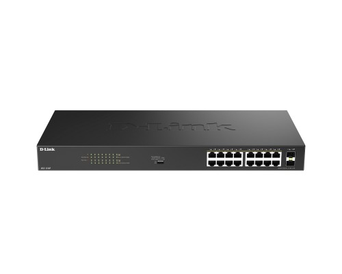 [Сетевое оборудование] D-Link DGS-1018P/B1A Конфигурируемый коммутатор с 16 портами 10/100/1000Base-T, 2 портами 1000Base-X SFP и DIP-переключателем (16 портов PoE 802.3af/at, PoE-бюджет 240 Вт)