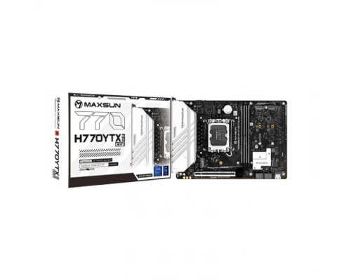 [Материнская плата] MAXSUN MS-Terminator H770YTX D5 WIFI (Socket 1700, YTX(245*175 mm), 2*DDR5(96Gb), DP/HDMI, 4*SATA3, 4*M.2, 1*PCIEx16, 1*Type-C, 6*USB2.0, 2*USB 3.2, LAN 1*2.5G, Bluetooth5.2, Wi-Fi6, RTL)