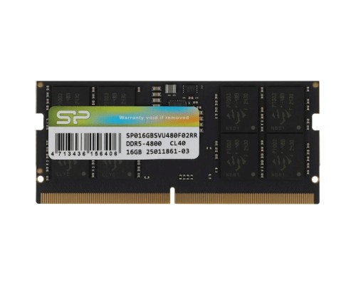 [носитель информации] Память DDR5 16GB 4800MHz Silicon Power SP016GBSVU480F02RR RTL PC5-38400 CL40 SO-DIMM ECC 262-pin 1.1В kit single rank Ret