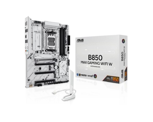 [Материнская плата] ASUS B850 MAX GAMING WIFI W (Socket AM5,  ATX, 4xDDR5(256GB), DP/HDMI 2.1, 1xPCIe 5.0x16/1xPCIe 4.0x16/2xPCIe 3.0x16, 1xLAN (2.5GbE), Wi-Fi, BT, 4xSATA 6Gb/s, 3xM.2, 1*Type-C, 5xUSB 3.2, 2xUSB 2.0)
