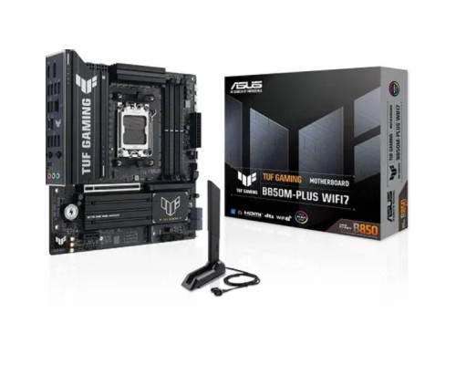 [Материнская плата] ASUS TUF GAMING B850M-PLUS WIFI7 (Socket AM5, mATX, 4xDDR5(256GB), DP/HDMI, 1xPCIe 5.0x16/1xPCIe 4.0x16/1xPCIe 4.0x1, 1xLAN (2.5GbE), Wi-Fi, BT, 4xSATA 6Gb/s, 3xM.2, 1xType-C, 7xUSB 3.2, 4xUSB 2.0)
