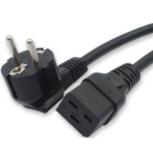 Кабель питания Filum FL-PC-SH90/C19-C-1.8-BK ПВС-АП 3x1.5 CEE 7/7(Schuko) угловая  - C19,  220/250В, 16А, чёрный, 1.8м (845725)