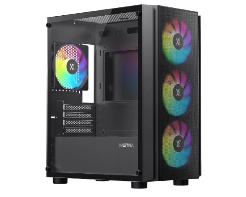[Корпуса] XASTRA Корпус A402M 4ARGB-C6 Black mATX/Mesh/full-size TG/ 4x120mm ARGB PWM fans/Argb+PWM HUB 6port/  A402M-4FC12A-BK-C6