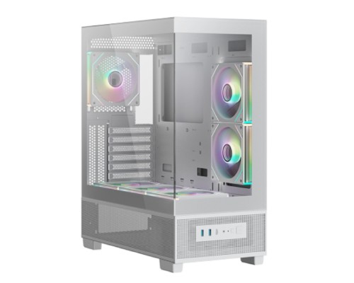 [Корпуса] XASTRA Корпус Q500 6ARGB-C10-UC White ATX/Aquarium/Screewless/ 6x120mm ARGB PWM FM fans/Argb+PWM HUB 10port/ Type-C/ Q500-6FM12A-C10-UC-WH