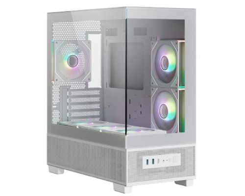 [Корпуса] XASTRA Корпус Q500M 3ARGB-C10 White mATX/Aquarium/Screewless/ 3x120mm ARGB PWM FM fans/Argb+PWM HUB 10port/ Q500M-3FM12A-C10-WH