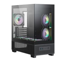 XASTRA Корпус Q500M 6ARGB-C10-UC Black mATX/Aquarium/Screewless/ 6x120mm ARGB PWM FM fans/Argb+PWM HUB 10port/ Type-C/ Q500M-6FM12A-C10-UC
