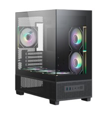 XASTRA Корпус Q500M 6ARGB-C10-UC Black mATX/Aquarium/Screewless/ 6x120mm ARGB PWM FM fans/Argb+PWM HUB 10port/ Type-C/ Q500M-6FM12A-C10-UC