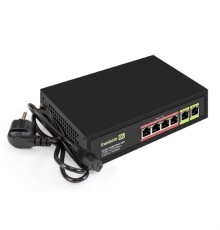 Exegate EX299022RUS Коммутатор неуправляемый ExeGate EDGS-1006D.4PoE-65W (6-портовый гигабитный UTP 10/100/1000 Base-T: 4 порта IEEE 802.3af (PoE), мощность PoE: 15,4W, суммарно 65W, 2 порта RJ45 upli