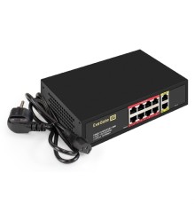 Exegate EX299023RUS Коммутатор неуправляемый ExeGate EDGS-1010D.8PoE-120W (10-портовый гигабитный UTP 10/100/1000 Base-T: 8 портов IEEE 802.3af (PoE), мощность PoE: 15,4W, суммарно 120W, 2 порта RJ45 