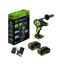 Greenworks GD24DD90 Дрель-шуруповерт аккумуляторная,  24V, 90 Нм, бесщеточная, 45/90Нм,2х4Ач,ЗУ,кор [3707507CUD]